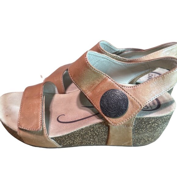 Abeo Tan Cork Wedge Sandals Women's Size 8.5N Hook and Loop Adjustable Straps 2" - Picture 4 of 8